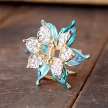 Элегантные женские аксессуары для волос, заколка для волос с объемными цветами, эмаль, кристалл, заколка для волос, краб, идеальный подарок для девочек, свадебные украшения для волос