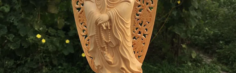 Китайский Деревянный статуя лотоса Гуаньинь, Будда Настенная Декорация голова оленя