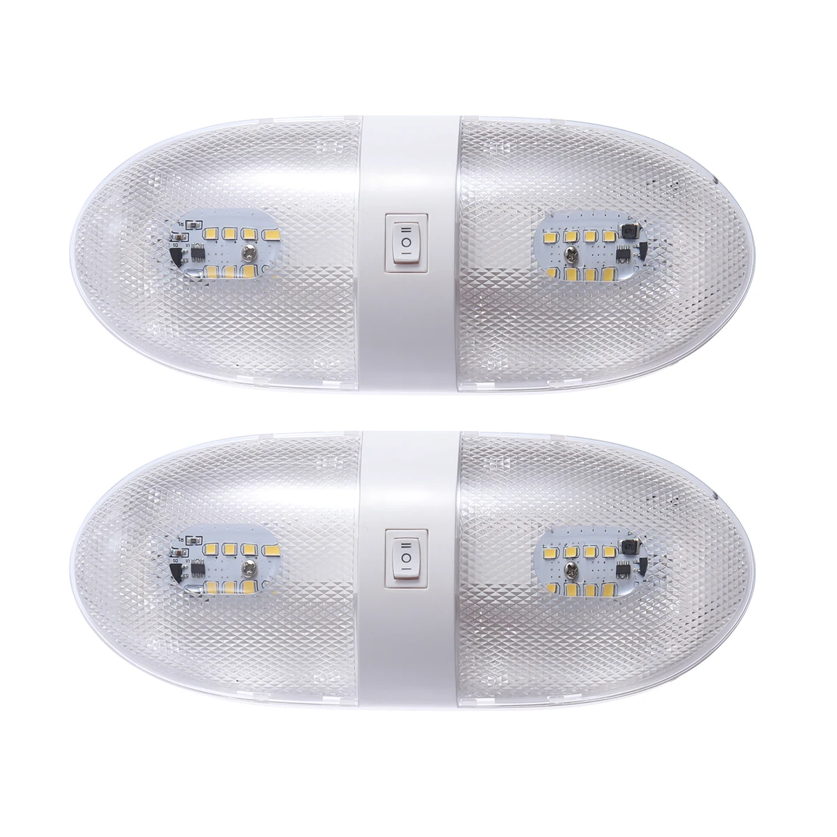 

2Pcs Double LED 12V RV Dome Light with On/Off Switch Interior Replacement Lighting for RVs Motor Homes Campers Trailers