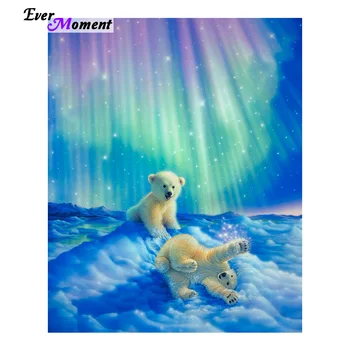 

3d Full Diamond Embroidery Home Decor Diamonds Mosaic Painting Pasted Pictures Square Northern Lights Baby polar bear ASF067