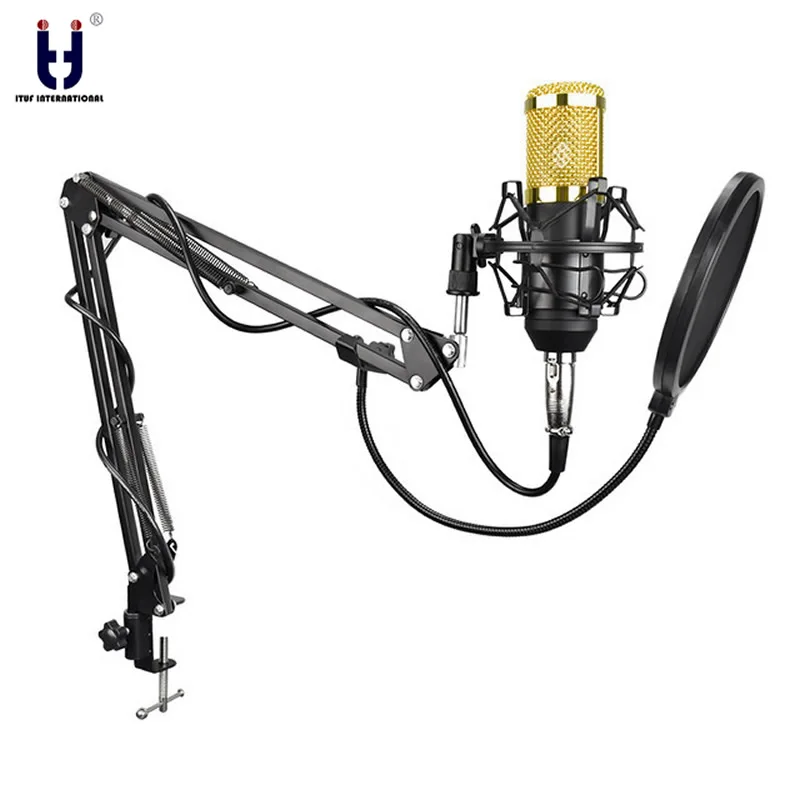 

Ituf Original Condenser Microphone BM-800SF Audio Studio Vocal Recording Mic Karaoke + Microphone Hold Stand + POP Filter bm 800