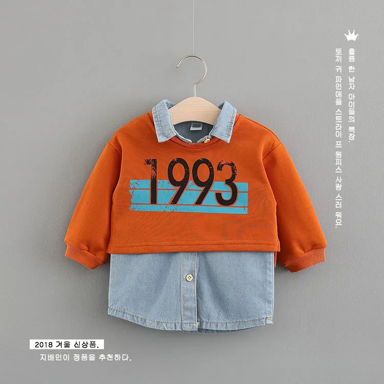 Girls Clothes Cotton Kids Fashion 2018 Autumn Set Girl Printed Sweater + Denim Dress Toddler Winter Clothes Baby Girl Outfit 101