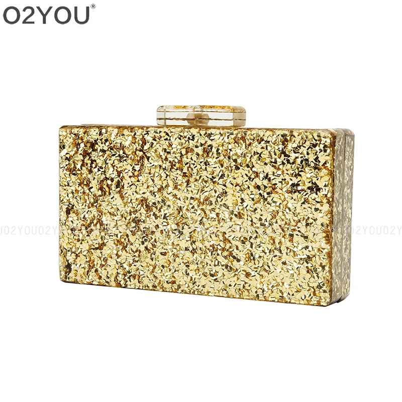 gold sequin clutch bag