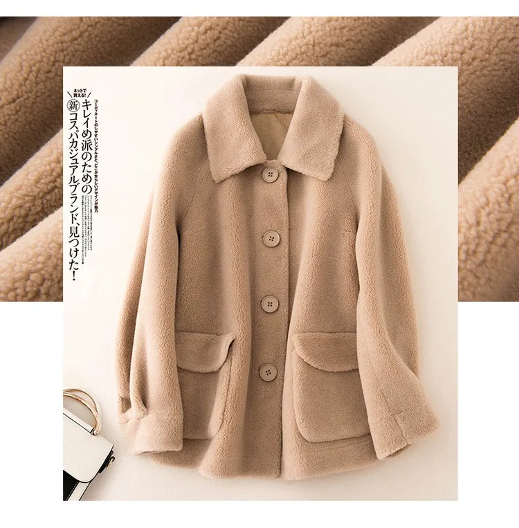 Для женщин однобортное пальто отложной воротник 30% шерстяной флис Короткое пальто флис ткань корткое пальто из искуственного меха пальто, зимняя верхняя одежда#903