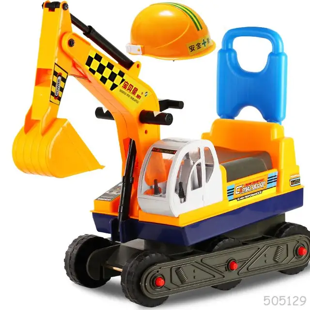 Children Excavator Toys Backhoe Can Take Ride On Seat Pedal powered
