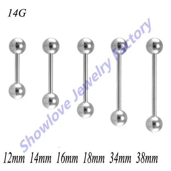 Wholesale 100 pcs 14g Tongue Rings Bar Balls Barbell Body Piercing Jewelry Fast