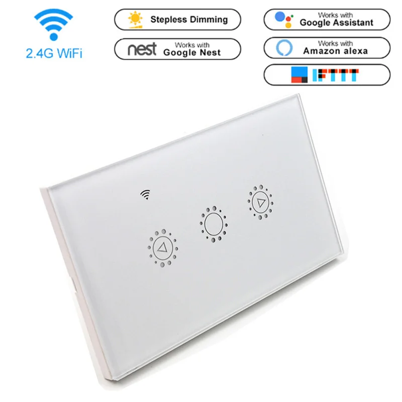 

Led Dimmer 220v Smart Wifi Switch with Amazon Alexa Google Assistant Touch Control Stepless Dimmer with Bulb Compatible