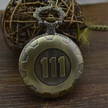 Винтажные Модные кварцевые карманные бронзовые часы игра Fallout 4 vase 111 стимпанк женское мужское ожерелье, подвеска, цепочка косплей реквизит