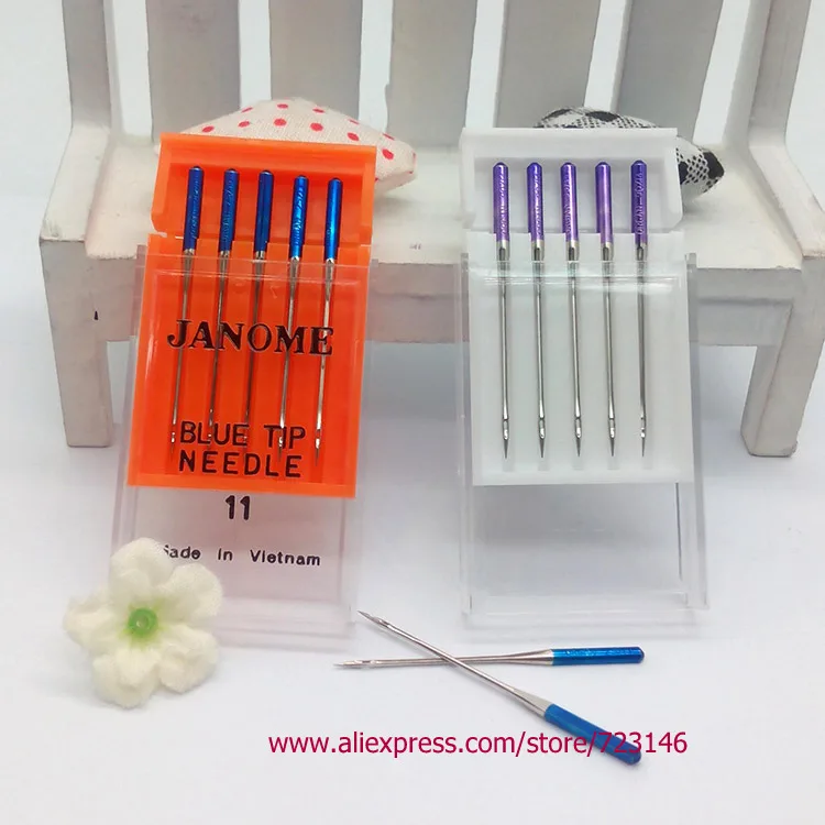 10pcs janome Sewing Machine Blue Tip Needle Size 75/11 Purple Tip Needle 14/90 for Brother Singer New Home Elina Elnita Pfaff