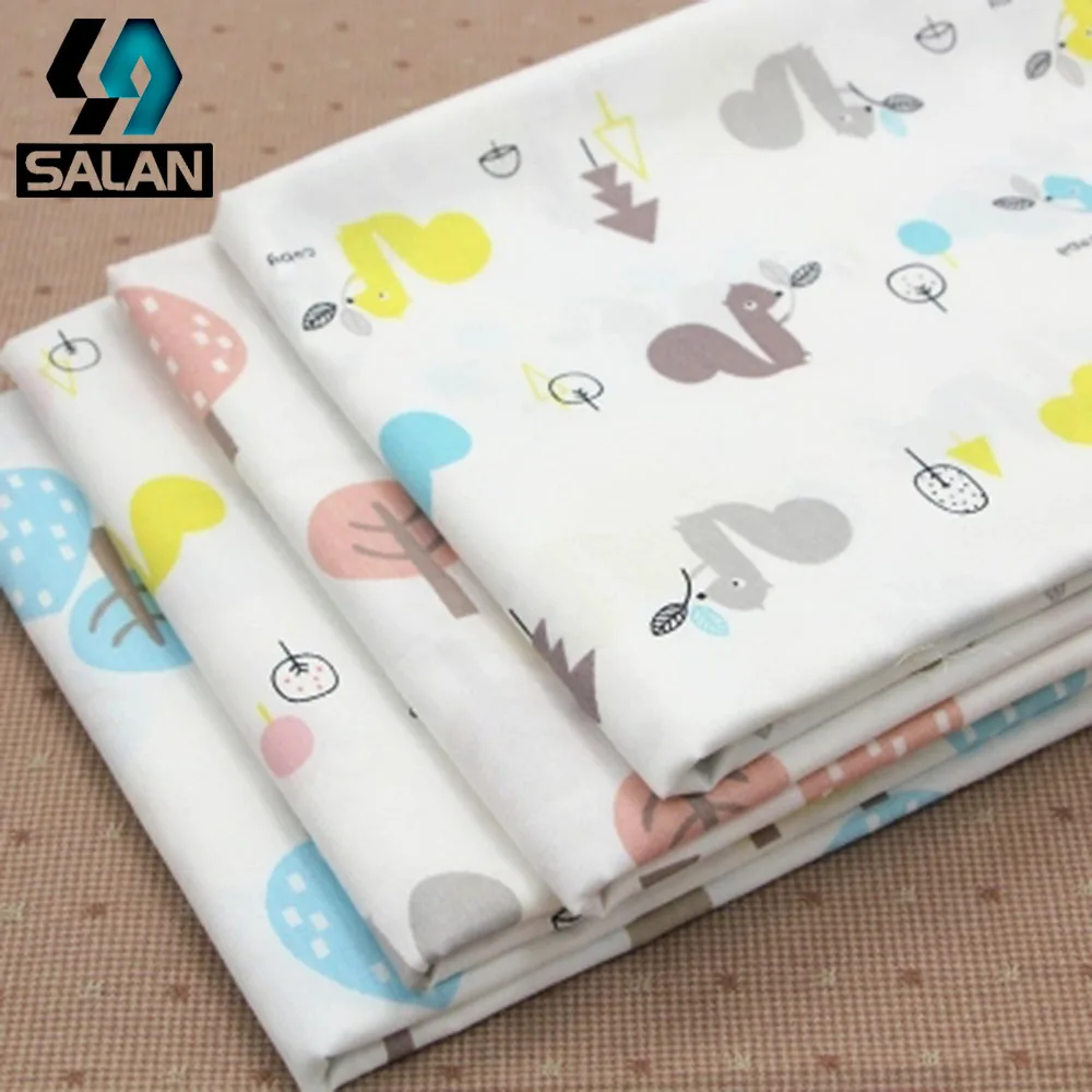 

Small squirrels school printing cotton twill fabric children cartoon bed linen fabric baby clothes clothing handmade cotton whol