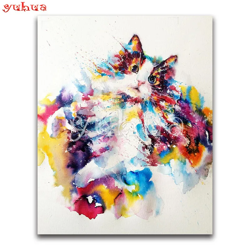 5D алмазная вышивка "сделай сам" с мультяшным котом, полная квадратная Алмазная мозаика с цветным животным, полная круглая Алмазная картина, вышивка крестиком, котенок - Цвет: 13