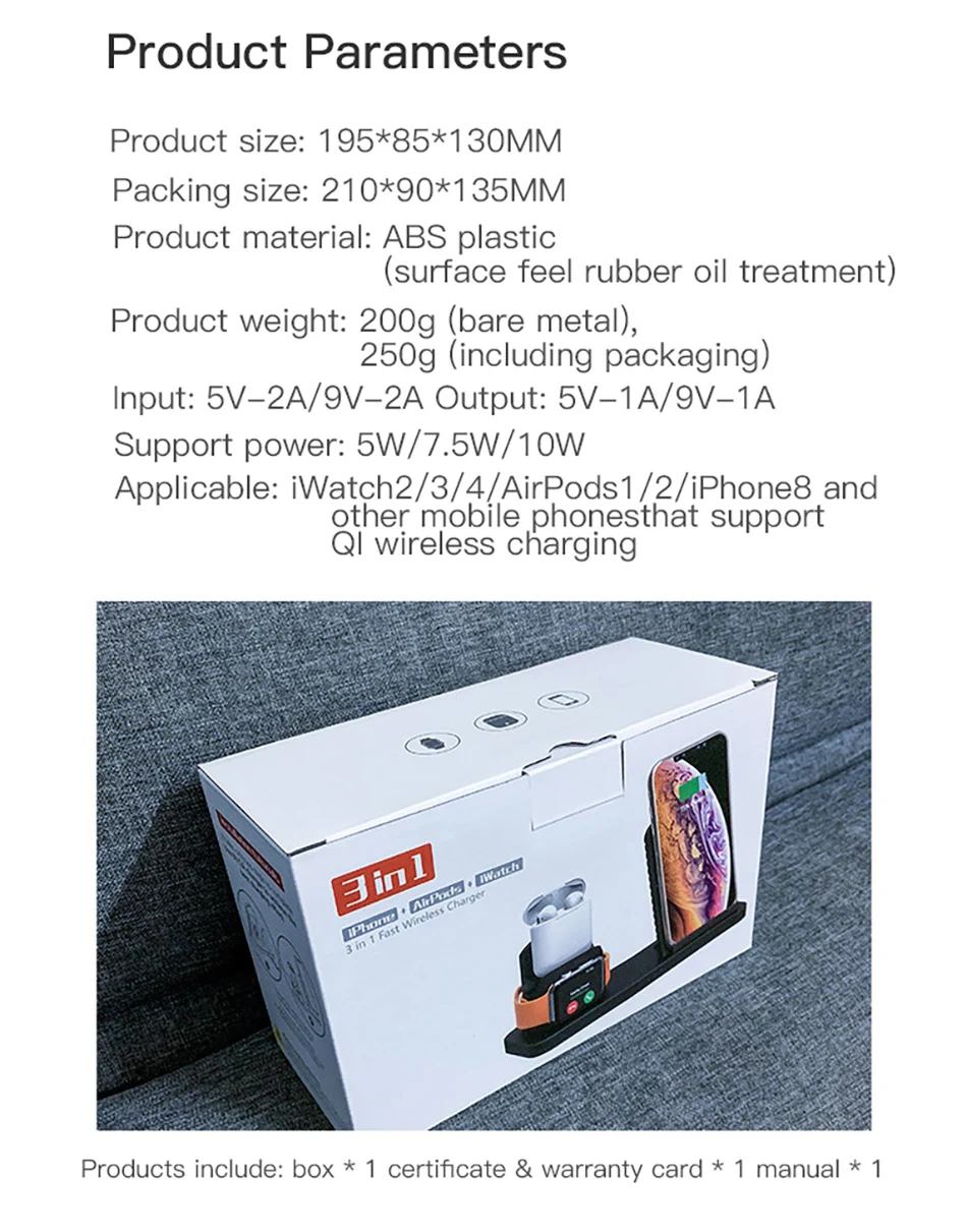 !ACCEZZ Fast Wireless Charger For Apple Watch 1 2 3 4 For iphone XS MAX XR X Samsung Xiaomi Phone Magnetic Charger For Airpods 2 (8)