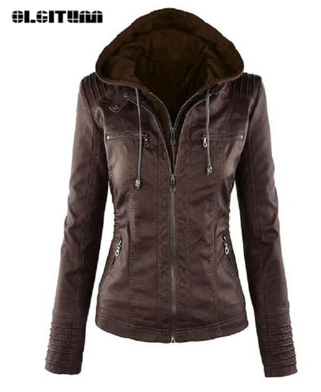 

OLGITUM 2018 New Spring Fashion Bright Colors Good Quality Ladies Basic Street Women Short PU Leather Jacket JK306