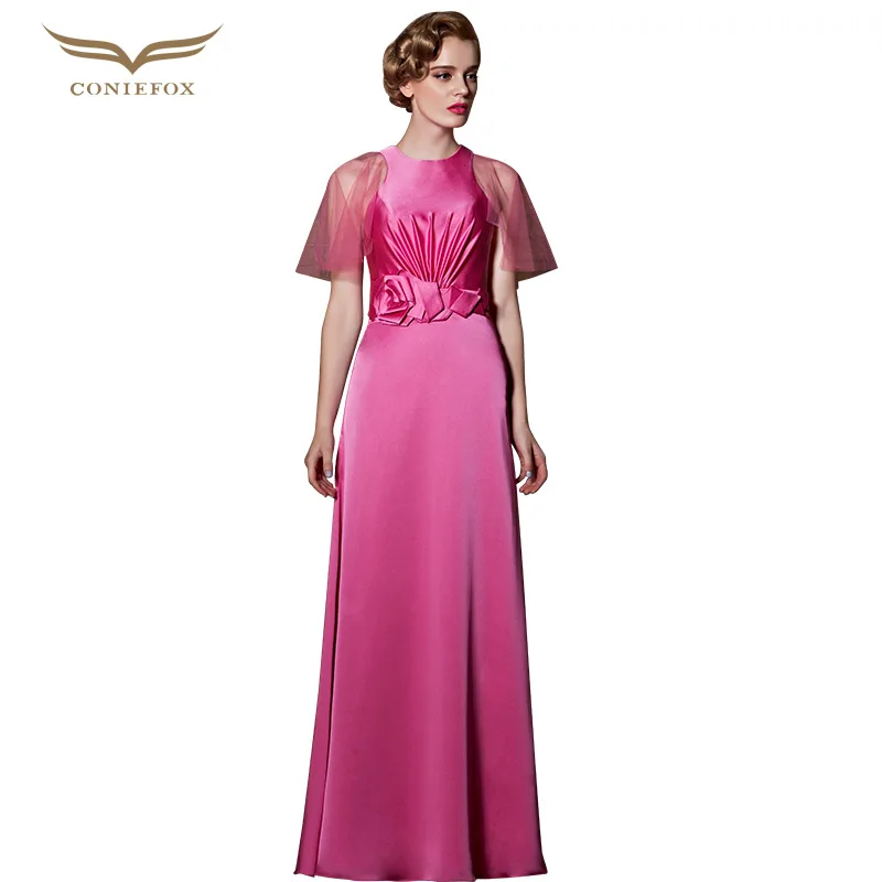 Coniefox 30906 Designer Sashes Pleated Formal Dress Red Robe De Soiree