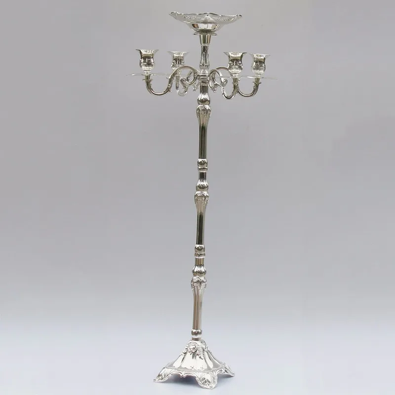 

Wholesale 5 arm Gold Silver candelabra metal candle holders wedding centerpieces decorate candelabrum flower bowl candle stick