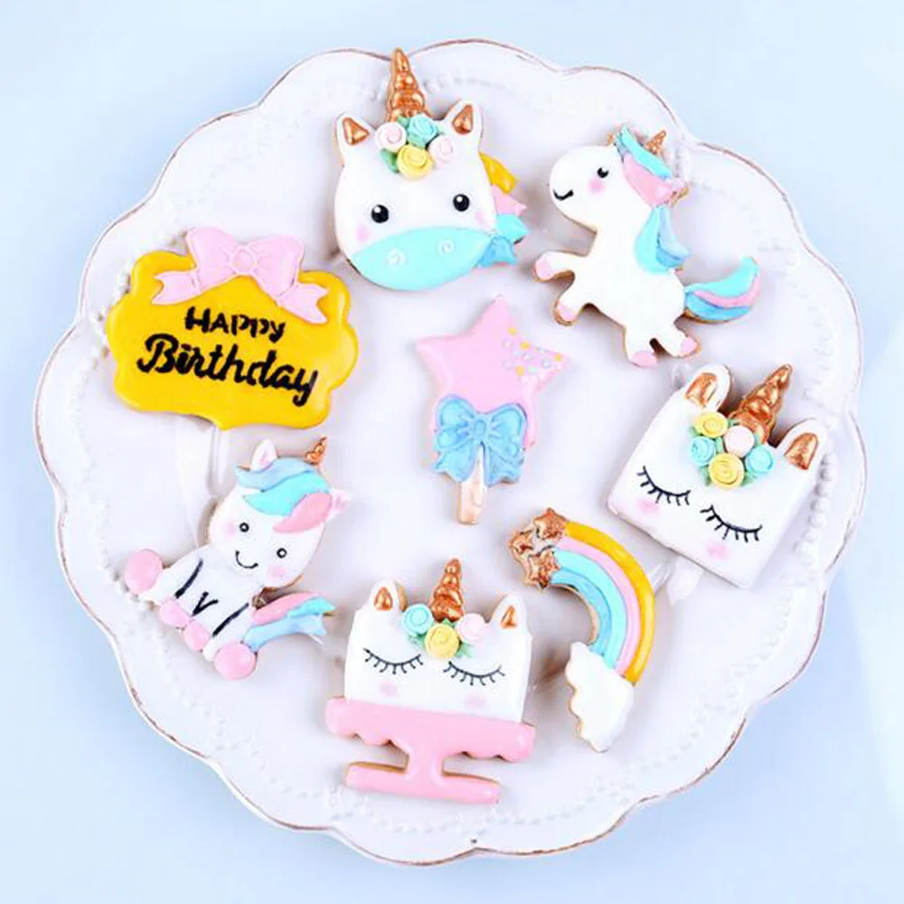 DIY baking mold 8pcs Unicorn B plastic cookie mold fondant ...