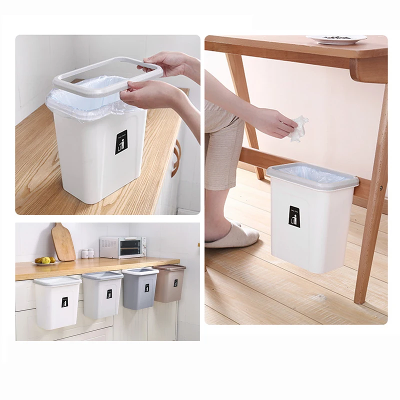 Kitchen Trash Can Cabinet Door Hanging Garbage Bin Rubbish Container Storage Box Bathroom Cosmetic Organize Hanger Cupboard