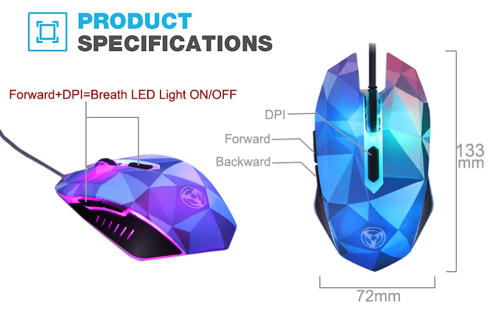 Оригинальная игровая мышь Hongsund Dazzle Color Diamond Edition проводная геймерская оптическая