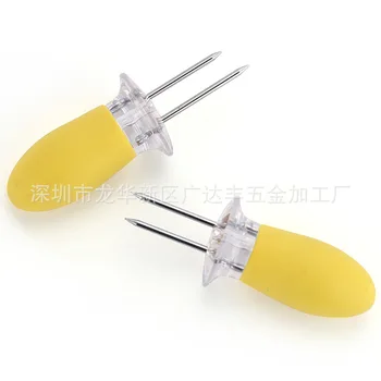 

HMROVOOM Stainless Steel Kitchen small tool Corn fork BBQ Corn insert convenient Heat-resistant ABS handle Corn Needle