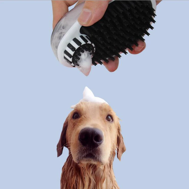 

2 in 1 silicone dog massage brush with shampoo