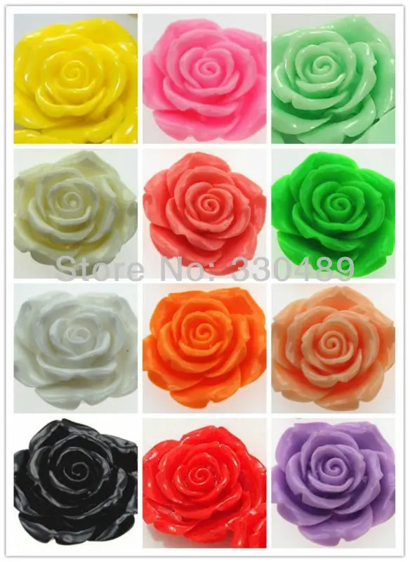 50pcs Large Rose 42mm Resin Flower With Hole For Chunky Necklace Chunky