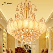 2017 Gold Round Crystal Chandeliers For Living Room Indoor Lamp with Remote Controlled luminaria home decoration Free Shipping