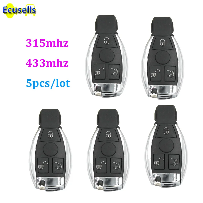 

5PCS/LOT Smart keyless entry Remote Key fob 3 Buttons 315MHz 433mhz for Mercedes-Benz 2000+ support BGA/NEC with battery holder