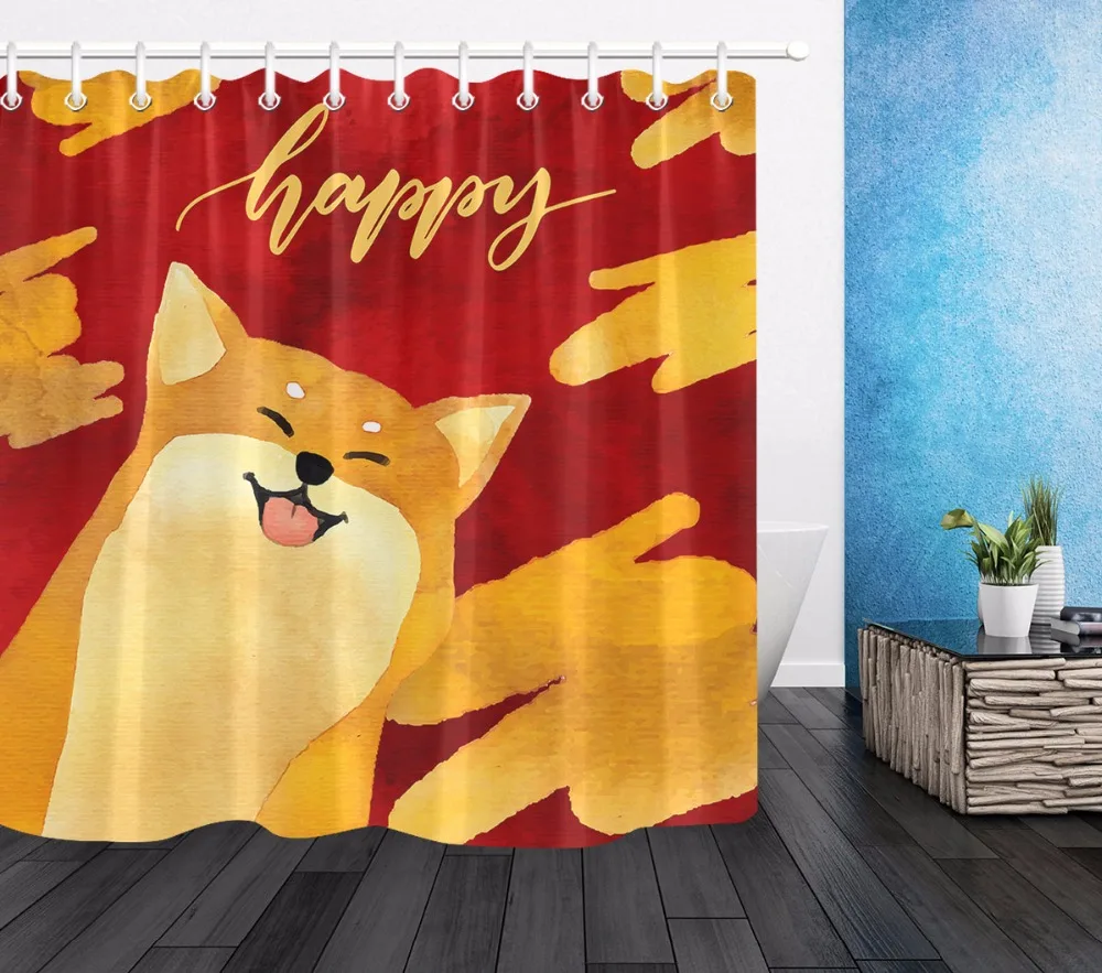 72 &quotHappy Dog занавеска для душа животное Ванная комната Водонепроницаемый