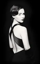 Living room home wall decoration sill fabric poster Emilia Clarke actress brunette women celebrity monochrome portrait glamour