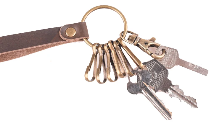Женские/мужские кожаные минималистичные кошельки для ключей от бренда westкрик ручной работы, винтажные ключницы, автомобильный держатель для ключей с 6 кольцами для ключей