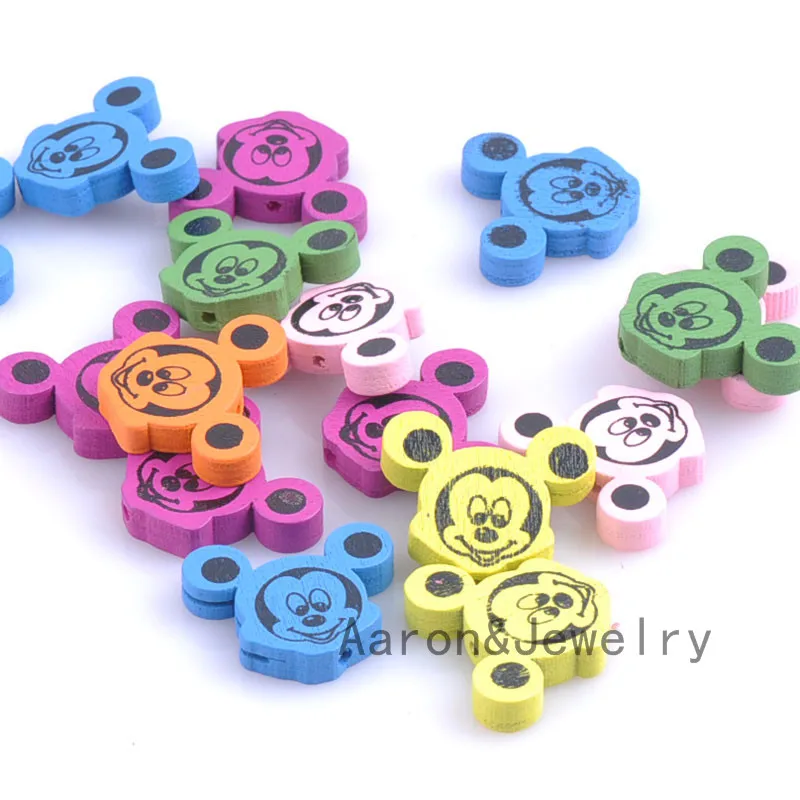 

Mixed Round Mickey Wooden Spacer Beads For Jewelry making DIY 21x25mm 100pcs MT0706