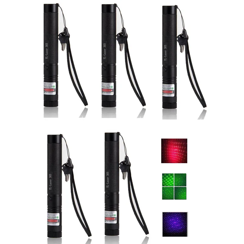 Lot 5pcs 2in1 G303 5mW Red/Green/Blue Straight Dot Line Laser Pen Pointer with Star Cap 303 Lazer Adjustable Focus Visible Beam