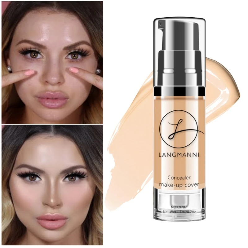 New Langmanni 6 Colors Liquid Foundation Makeup Natural Concealer Whitening Waterproof Make Up Contour Cream Make Up Cosmetics