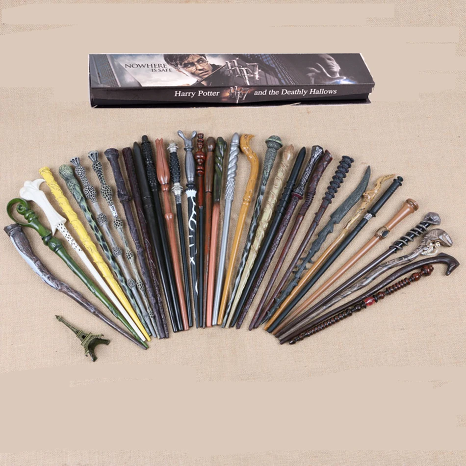 

Harry Potter Magic Wand Hallows Hogwarts Gift HERMIONE Voldemort DUMBLEDORE Luna Snape Wands With Box for harry potter cosplay