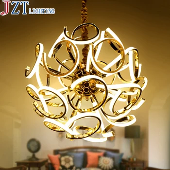 

Z Post - Modern Luxury Villas LED Chandeliers Creative Silver/Gold Living Room Dining Room Study Of Spherical Personality Lamps