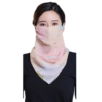 

Summer Women Chiffon Sunscreen Triangle Scarf Neck Mask UV Protection Breathable Thin Veil