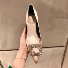 Mujeres Zapatos элегантные шелковые Для женщин женские туфли-лодочки высокий каблук s стразы цветок свадебные туфли носок высокий каблук обувь на шпильке; высокий каблук