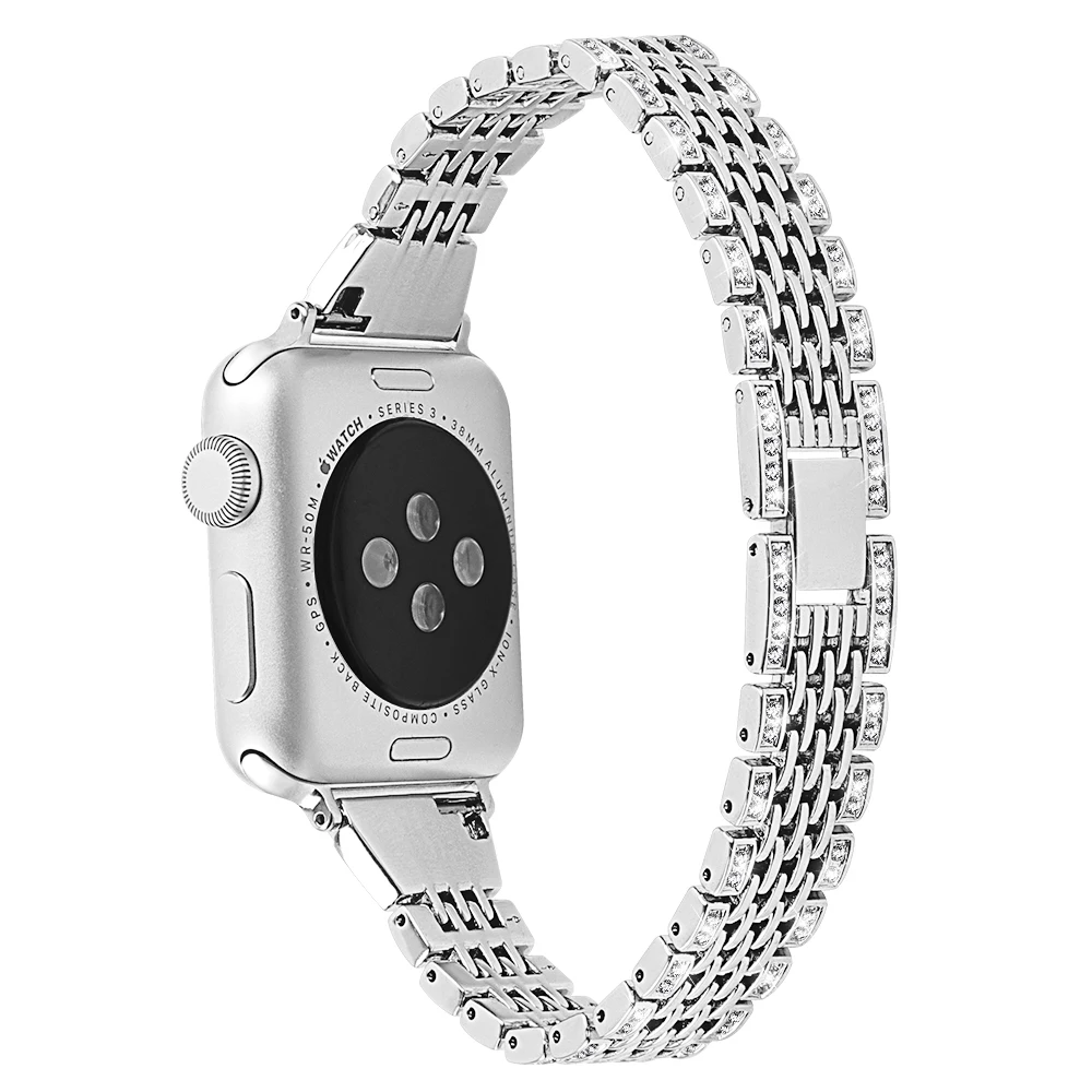 Ремешок из нержавеющей стали для Apple Watch браслет с алмазным покрытием series 4 3 2 1 iWatch