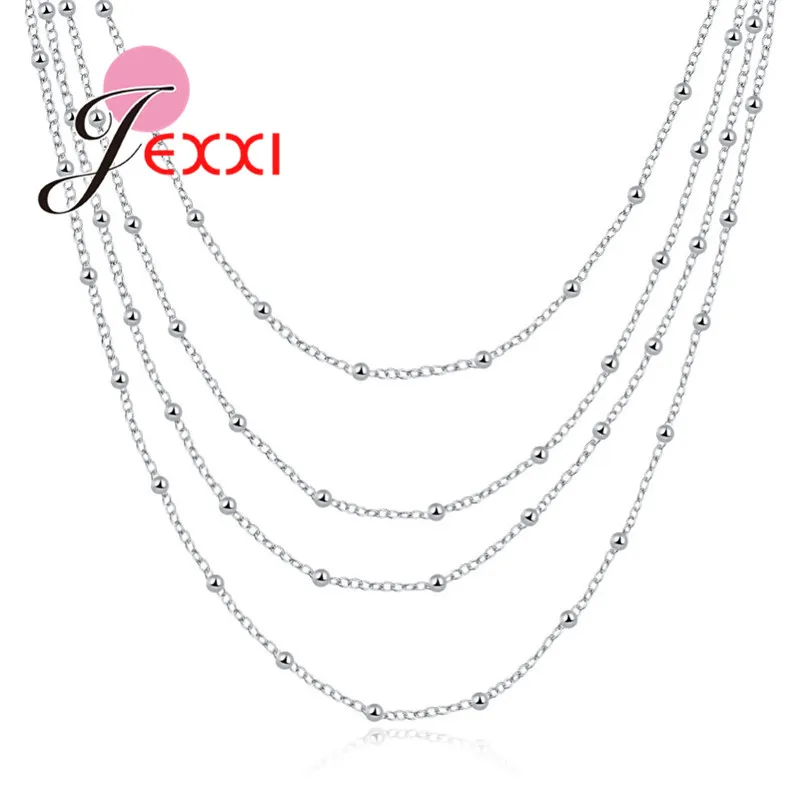 Цепочка Женская длинная четырехслойная из серебра 925 пробы|sterling silver necklace|925 sterling