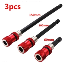 3 шт. из нержавеющей стали Красный магнитный держатель для подключения удлинитель шестигранный хвостовик гипсокартон хвостовик Магнитный Бит прочный электроинструмент