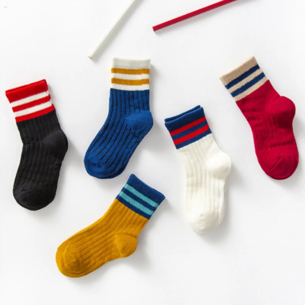 Детские носки для девочки, мальчика, 5 пар/лот, детские Нескользящие осенне-зимние носки для новорожденных, детская одежда, теплые носки для детей - Цвет: WZ3488A