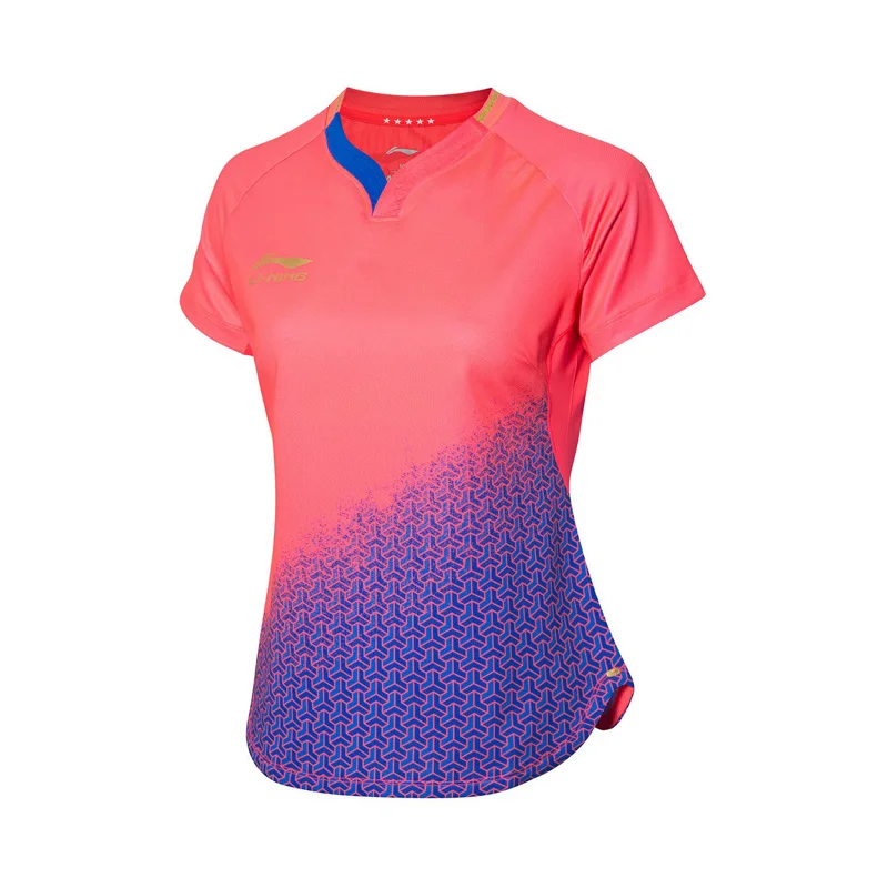 Li-Ning, женский костюм для соревнований по настольному теннису, футболка для сборной, сухая, дышащая подкладка, Спортивная футболка AAYP072 WTS1503 - Цвет: AAYP072-2H