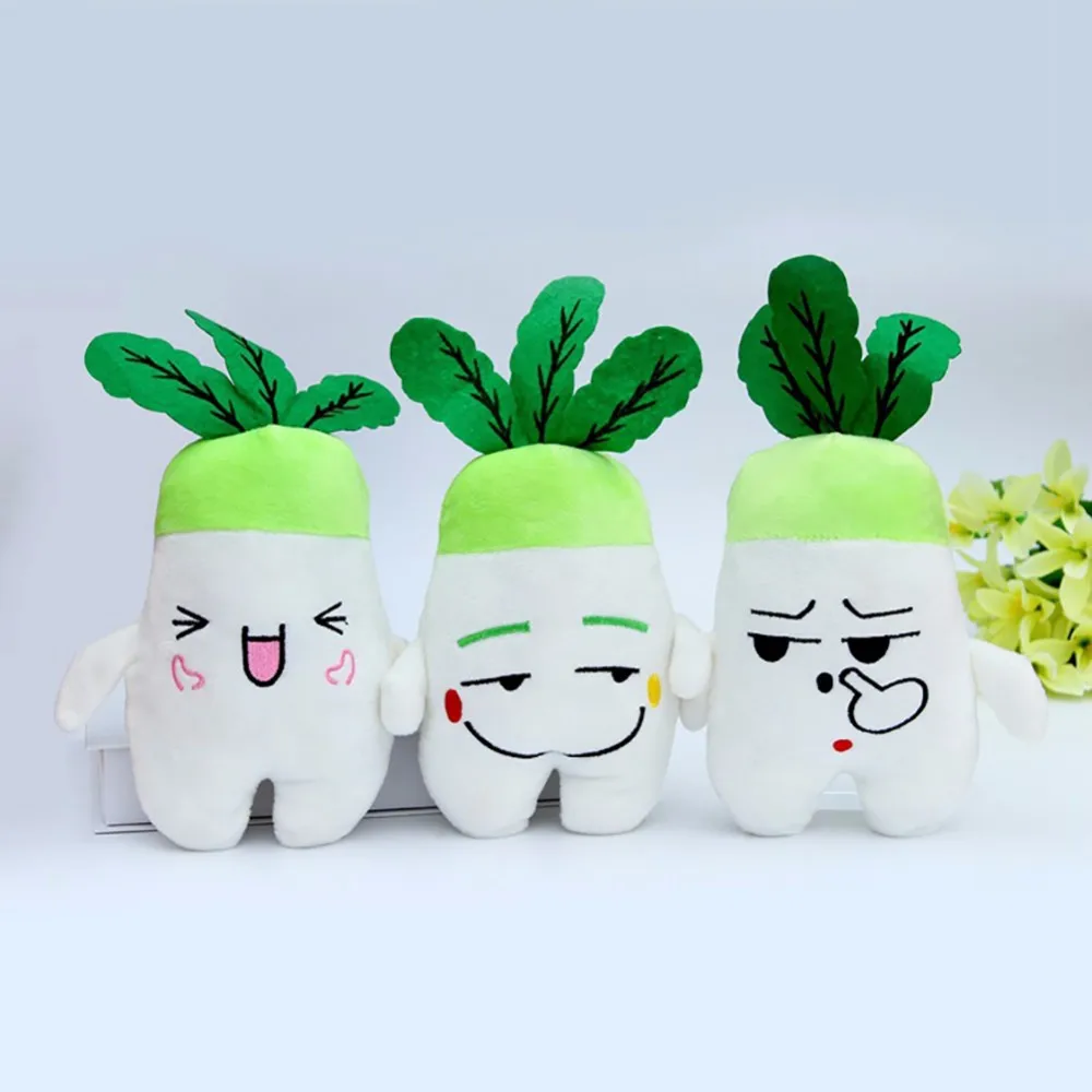 2 шт./лот, зеленый Kawaii Emoj, плюшевые куклы с редиской, с выражением лица, милая плюшевая игрушка, Репка, кукла, прекрасная кровать, украшение для маленьких детей