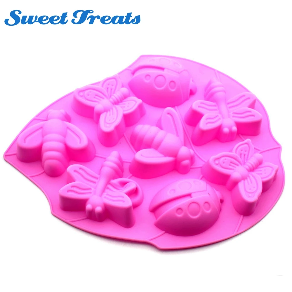 

8 Cavity Insect Silicone Cake Mold Pan (Lady Bugs,Butterflies,Bees and Dragonflies)