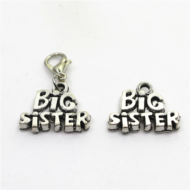 

New Arrive 30pcs/lot Big Sister Dangle Charms Lobster Clasp charms Hanging Charm DIY Jewelry Accessories Bracelet Necklace