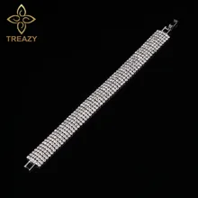 TREAZY Модные 6 рядов свадебный кристалл со стразами браслеты для женщин серебряные цветные браслеты и браслеты невесты свадебные украшения