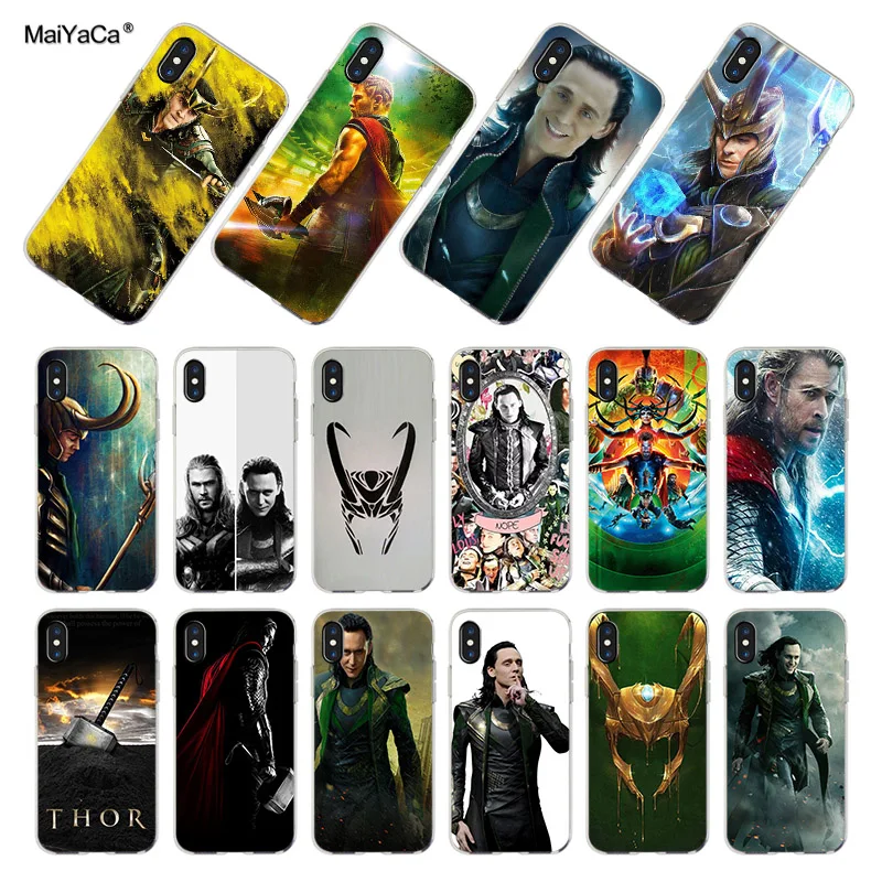 

MaiYaCa Marvel Hero Loki transparent soft phone case cover for iPhone 8 7 6S Plus Xs 5S SE 5C XR Cases funda coque for iphone x