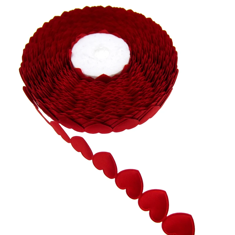

1Roll 20Yards Red Fabric Connect Heart Padded Felt Heart Applique Craft Wedding Decorations 16mmx16mm