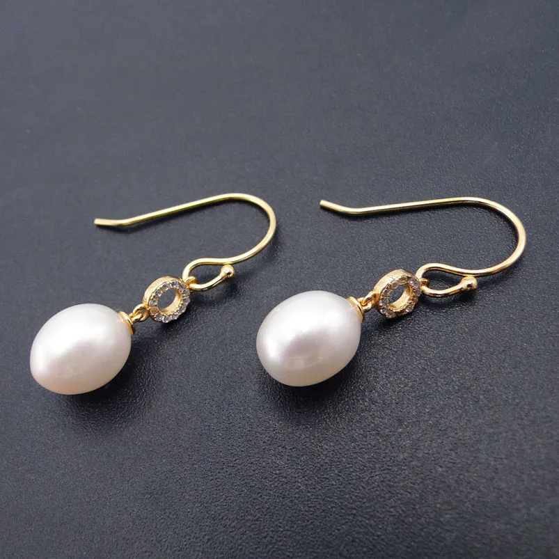 Fashion High Quality Drop Earrings Genuine Freshwater Pearl Earrings 100 925 Sterling Silver