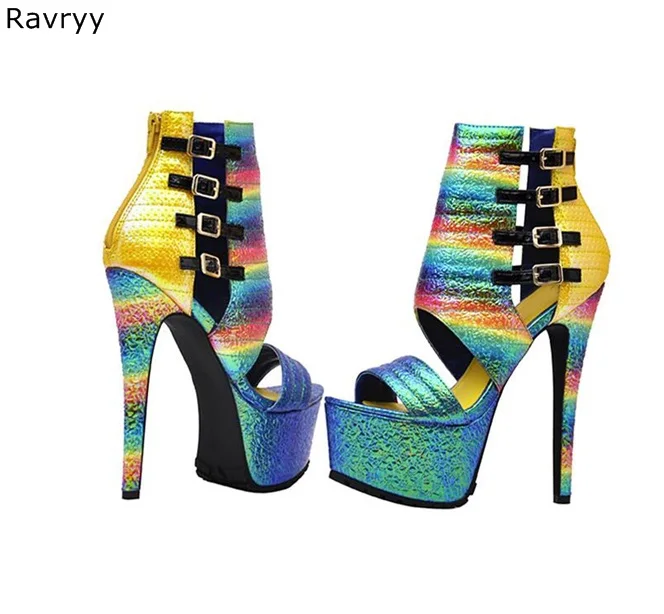 Picture Sandales as Modèle Orteil Plate Club Ouvert D'été Gladiateur forme Cheville Pompes Party Coloré Femmes blanc argent As Picture as Femme Picture Straped Talons Mode Sexy De Spectacle B8Wz86pI